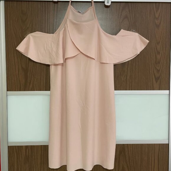 Zara Off-Shoulder Mini Dress | Blush Pink, Size Small, NWOT - Picture 1 of 3